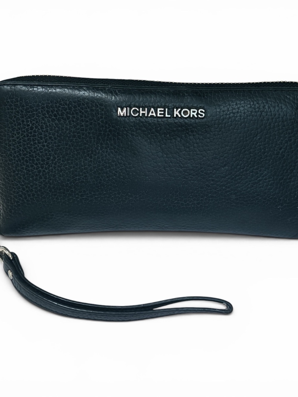 Michael Kors Navy Blue Pebbled Leather Zip Around Wallet